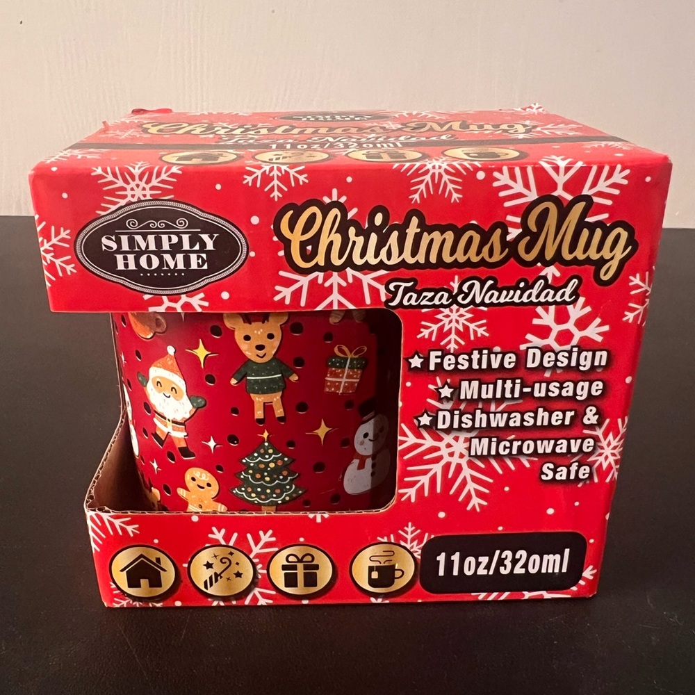 Simply Home Christmas Coffee Mug Ceramic Cup 11oz NEW